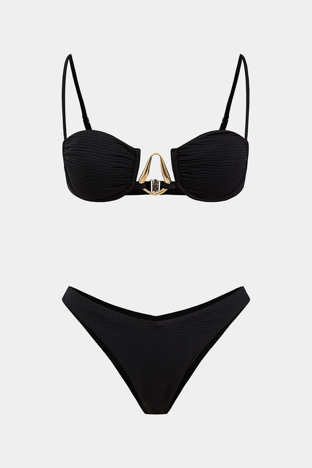 Pharıssa Siyah Gold Aksesuarlı Bikini