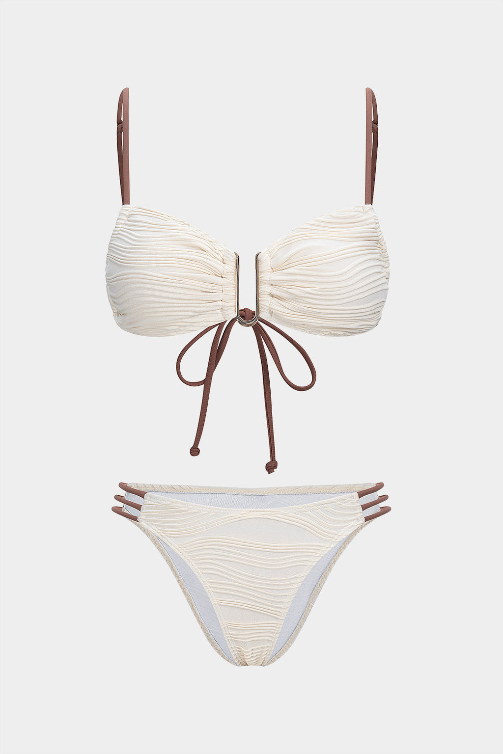 Pharıssa Krem Kahve Kontrast Bikini Takımı