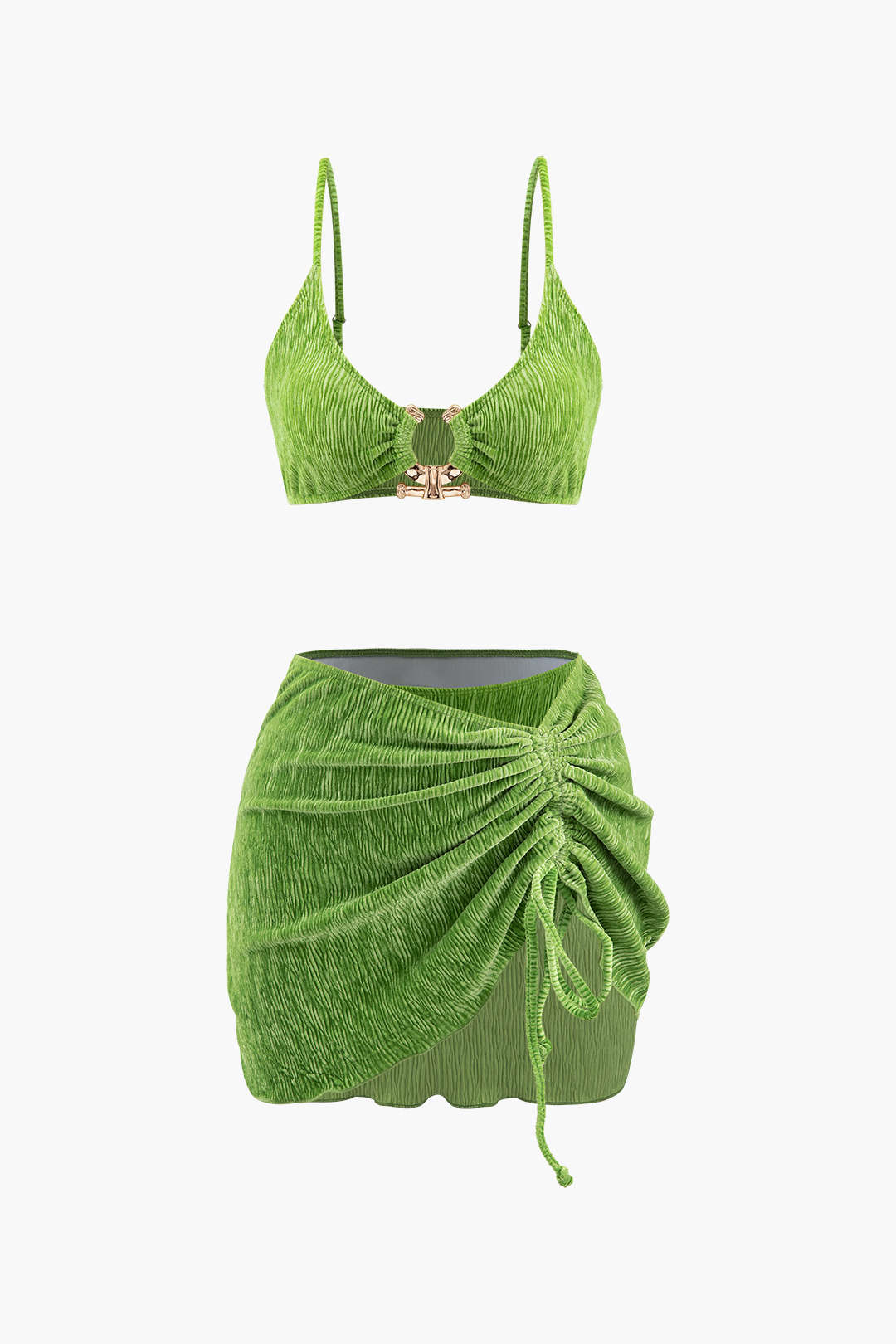 Pharıssa Yeşil Dokulu Bikini & Pareo Takımı