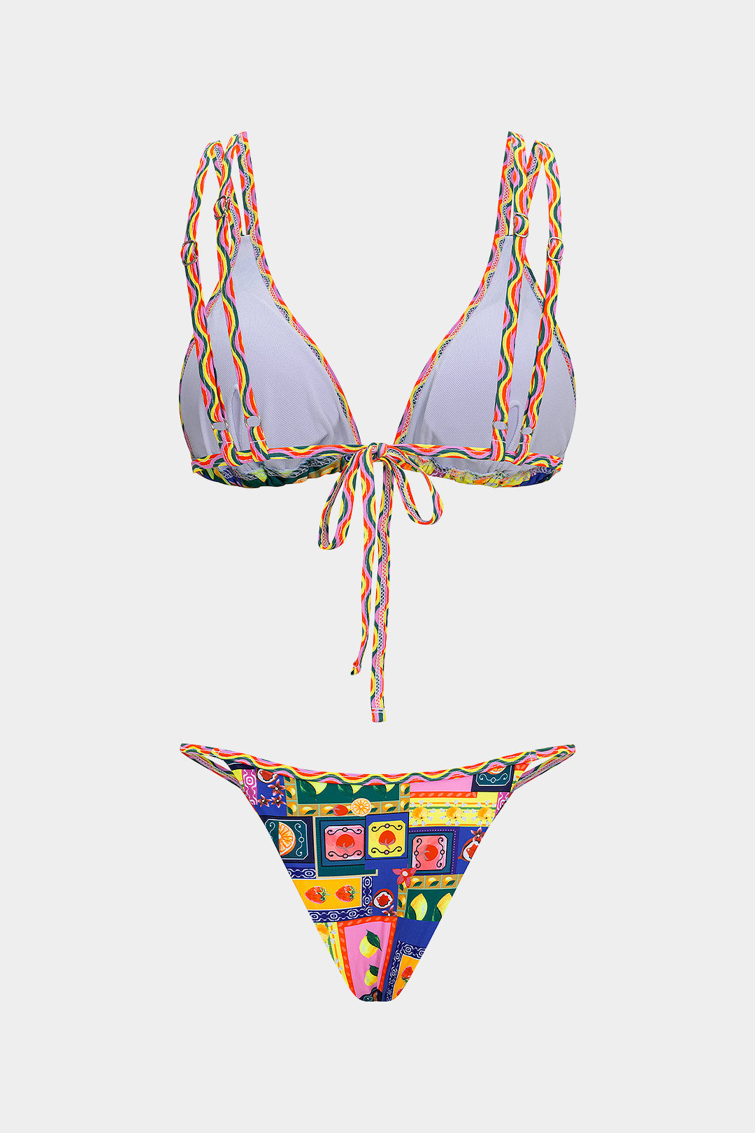 Pharıssa Fruit Color Block Print Bikini Set