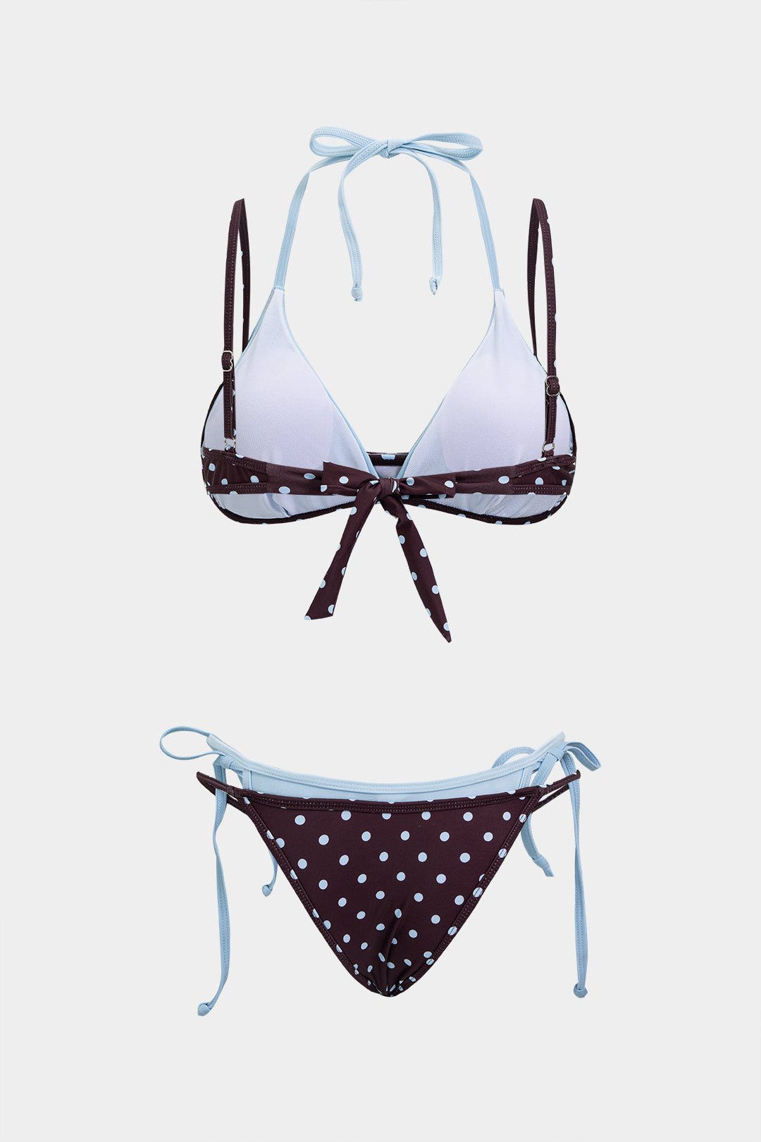 Pharıssa Color Block Polka Dots Print Tie-Up Bikini Set