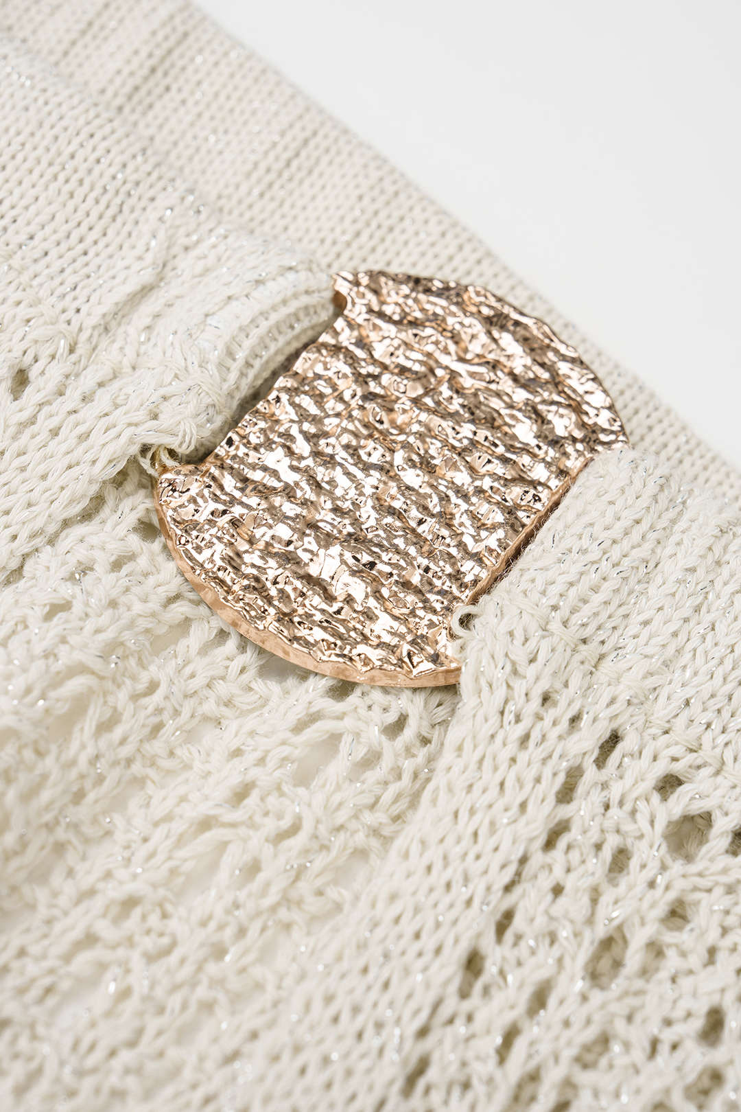 Pharıssa Knit Metallic Long Sleeve Tie-Up Split Cover Up