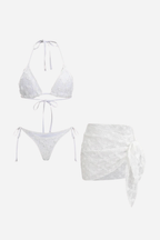 Pharıssa Beyaz Dantelli Bikini & Pareo Takımı