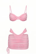 Pharıssa Pembe Büzgülü Bikini & Pareo Takımı