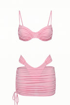 Pharıssa Pembe Büzgülü Bikini & Pareo Takımı