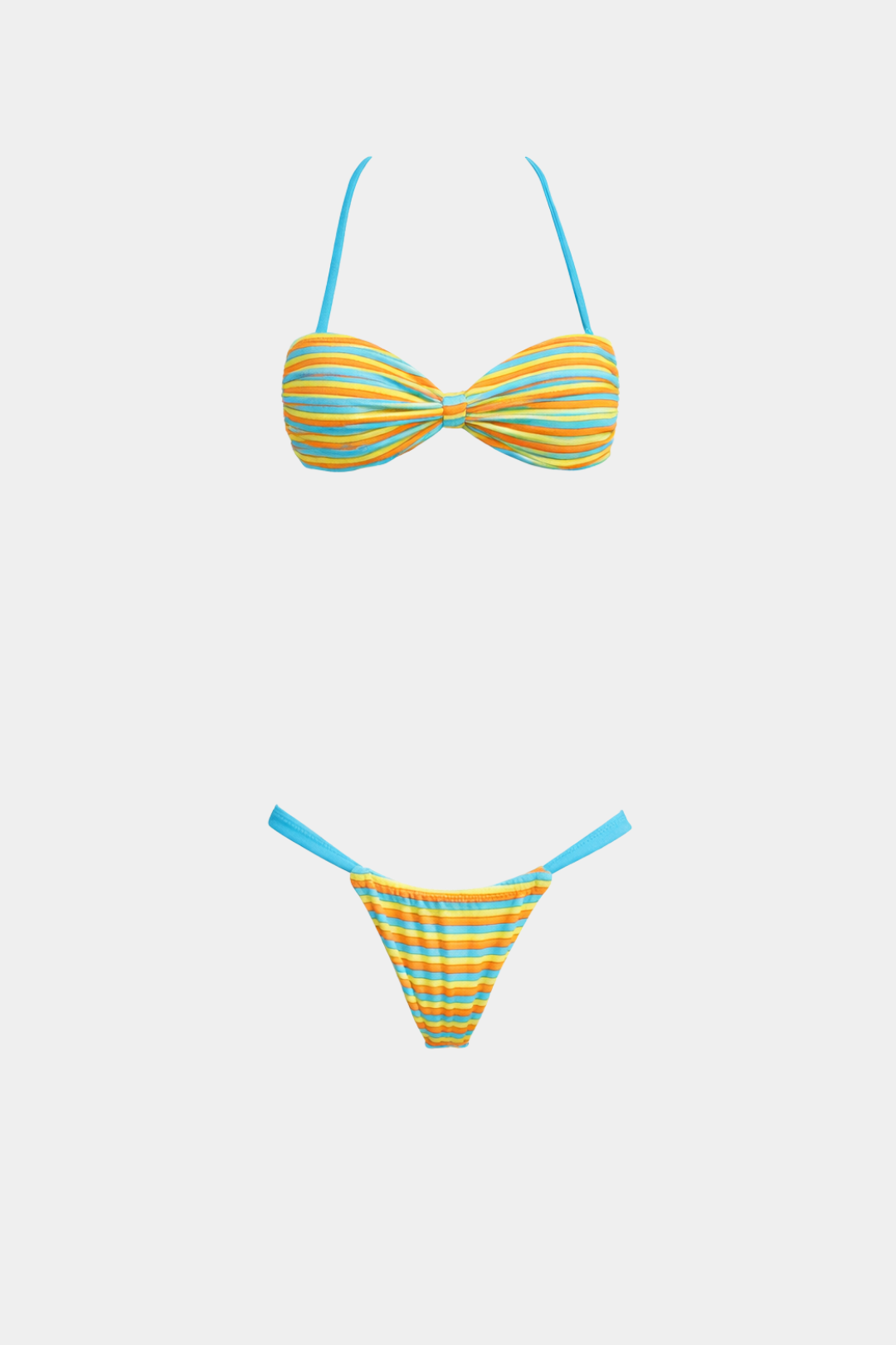 Pharıssa Turkuaz Sarı Çizgili Bikini