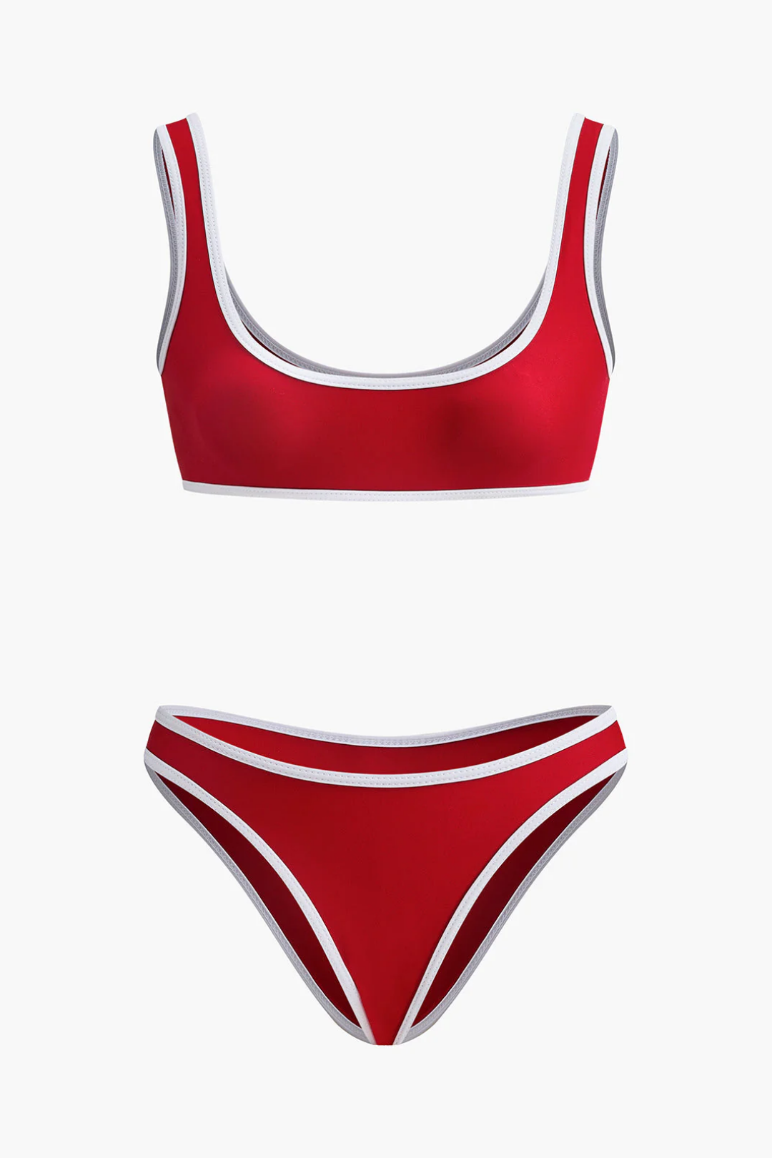 Pharıssa Contrast Trim Scoop Neck Bikini Set