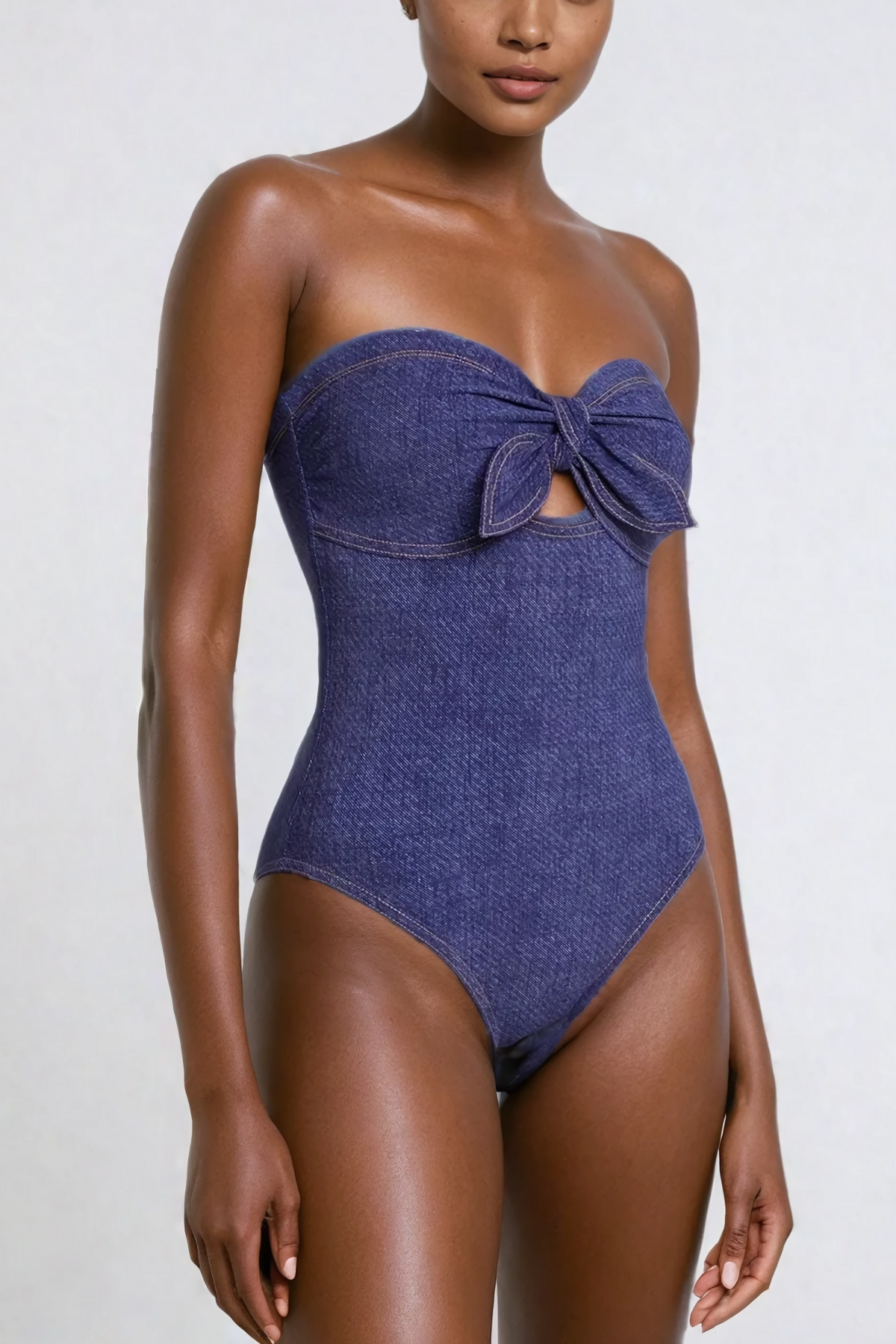 Pharıssa Denim Bow Swimsuit