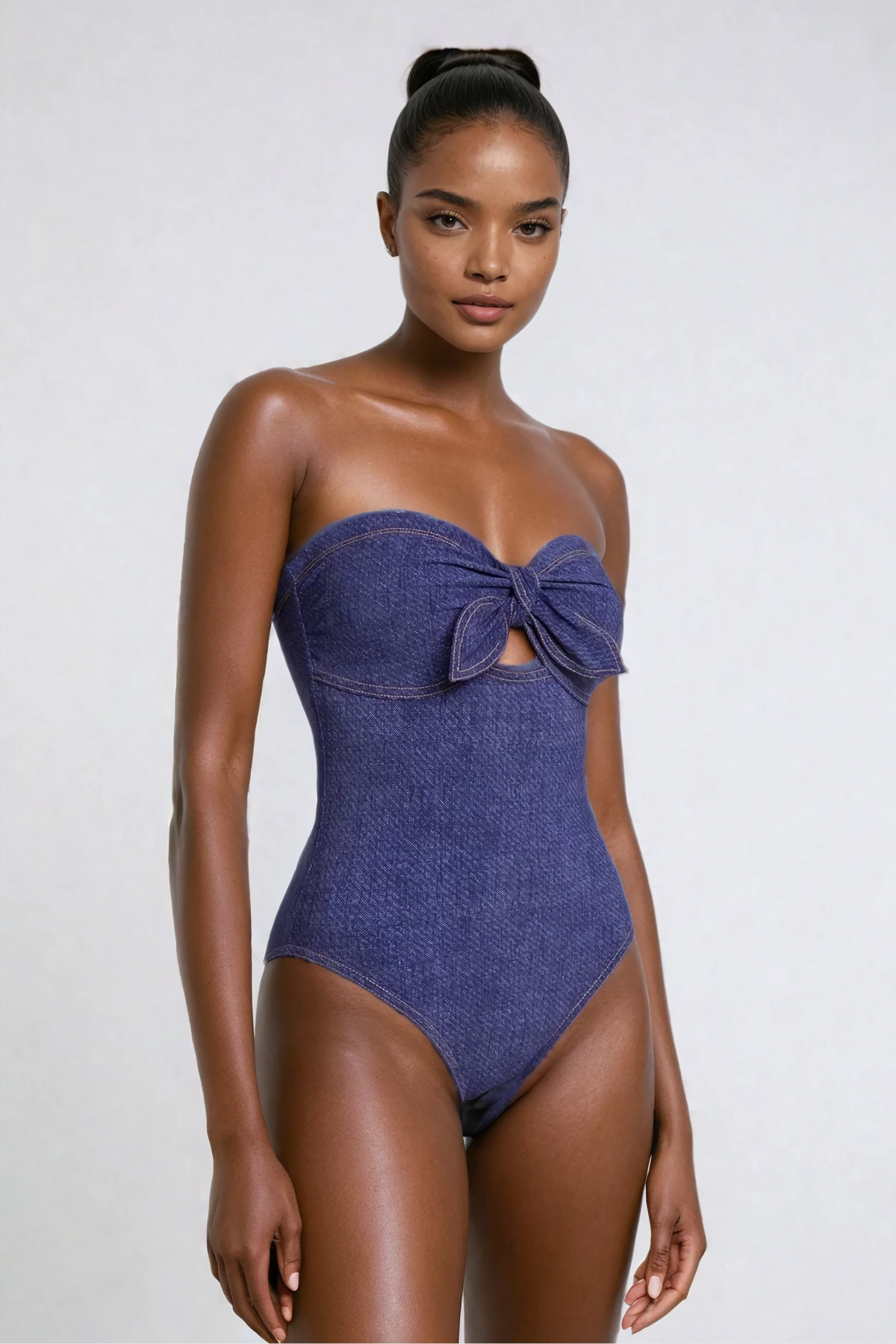 Pharıssa Denim Bow Swimsuit