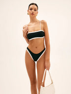 Pharıssa Siyah Beyaz Biyeli Bikini Takımı