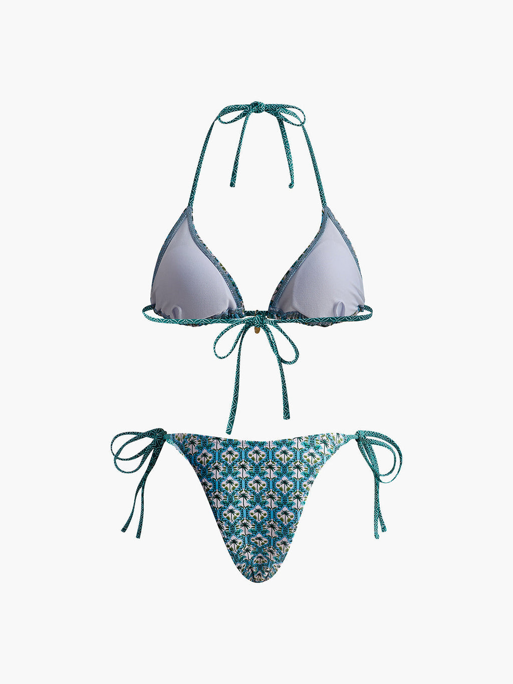 Pharıssa Turkuaz Tropikal Desenli Bikini