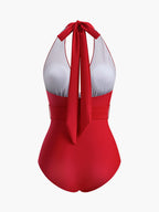 Pharıssa Kırmızı Gold Kemerli Halter Mayo
