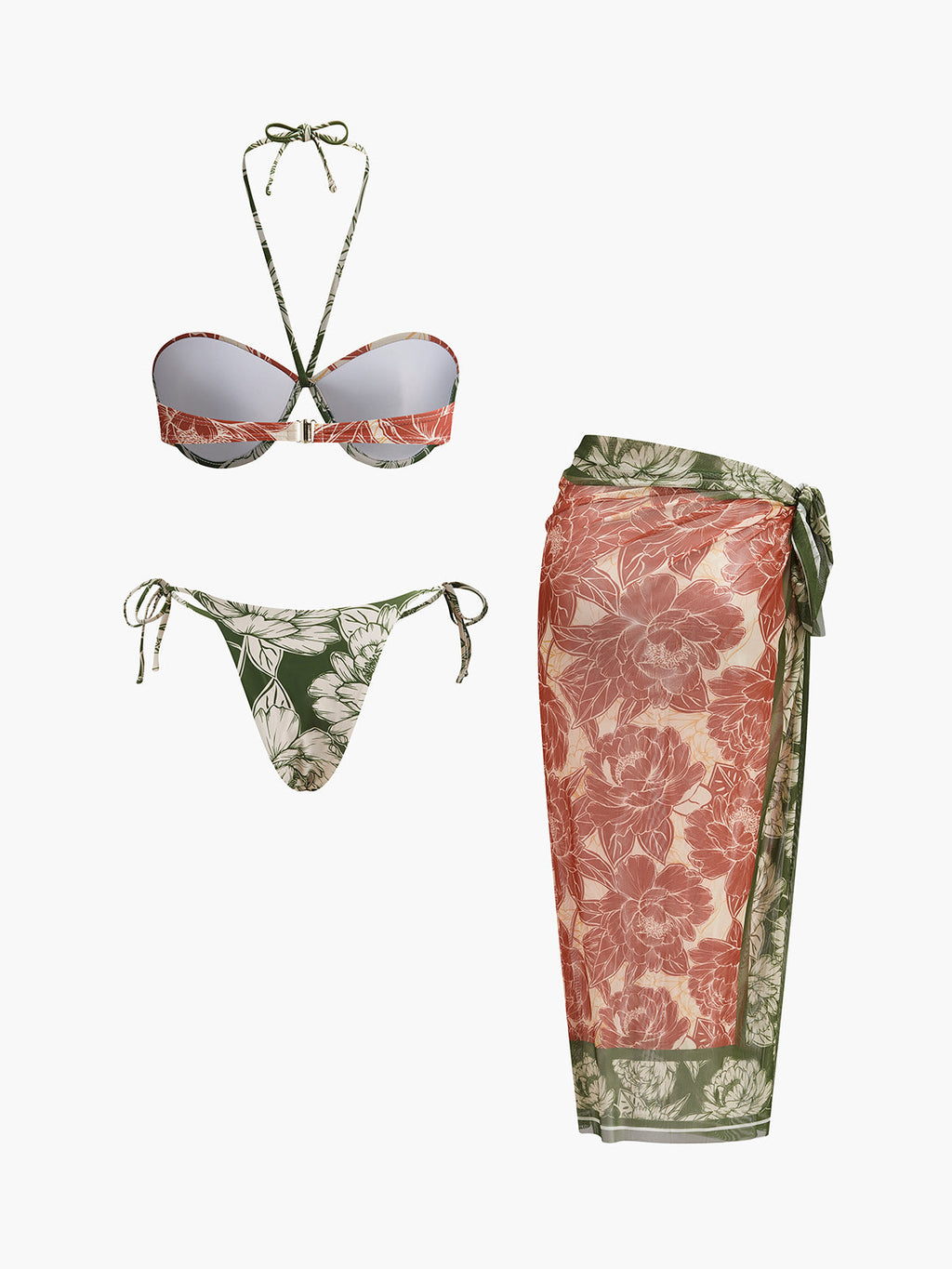 Pharıssa Çiçekli Bikini & Etek Takımı