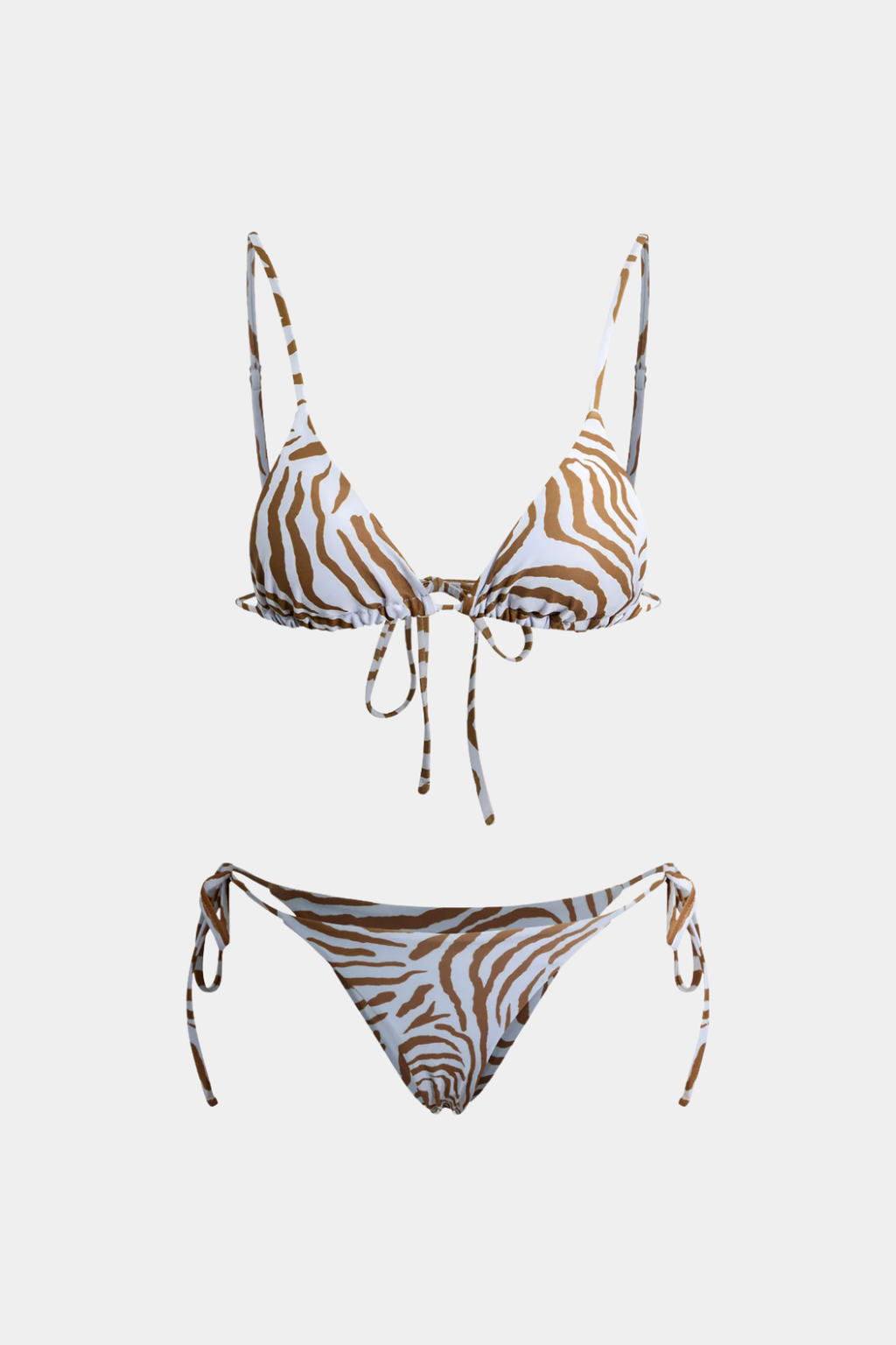 Pharıssa Karamel Zebra Desenli Üçgen Bikini