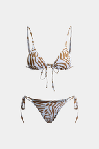 Pharıssa Karamel Zebra Desenli Üçgen Bikini