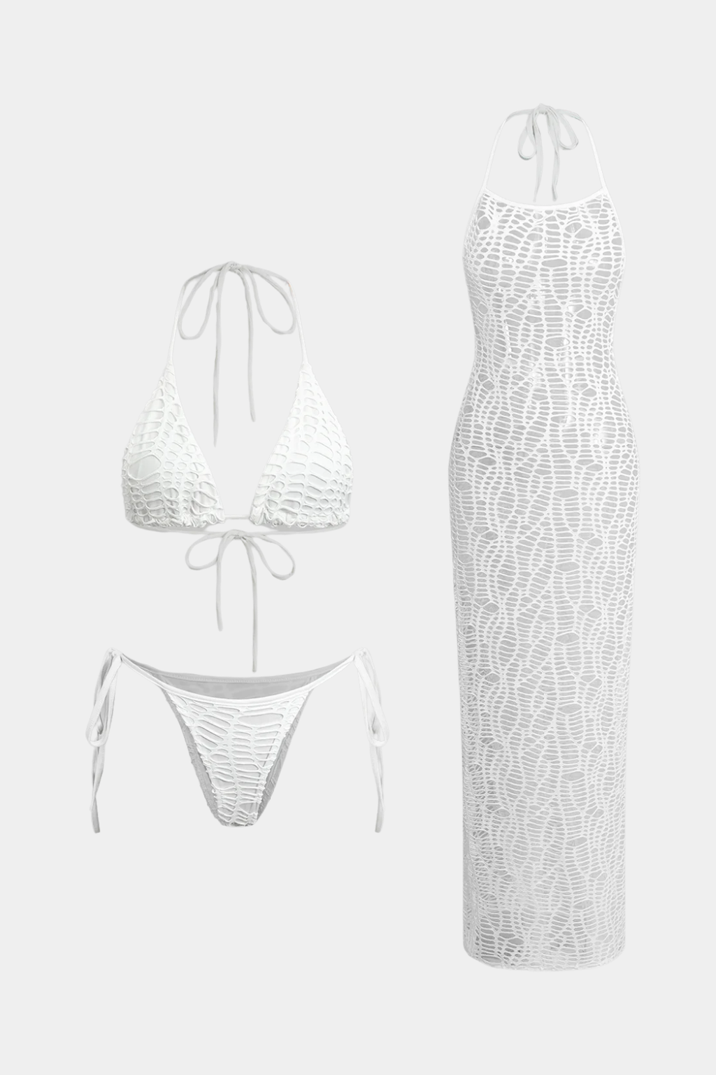 Pharıssa Beyaz Bikini & File Elbise Takımı