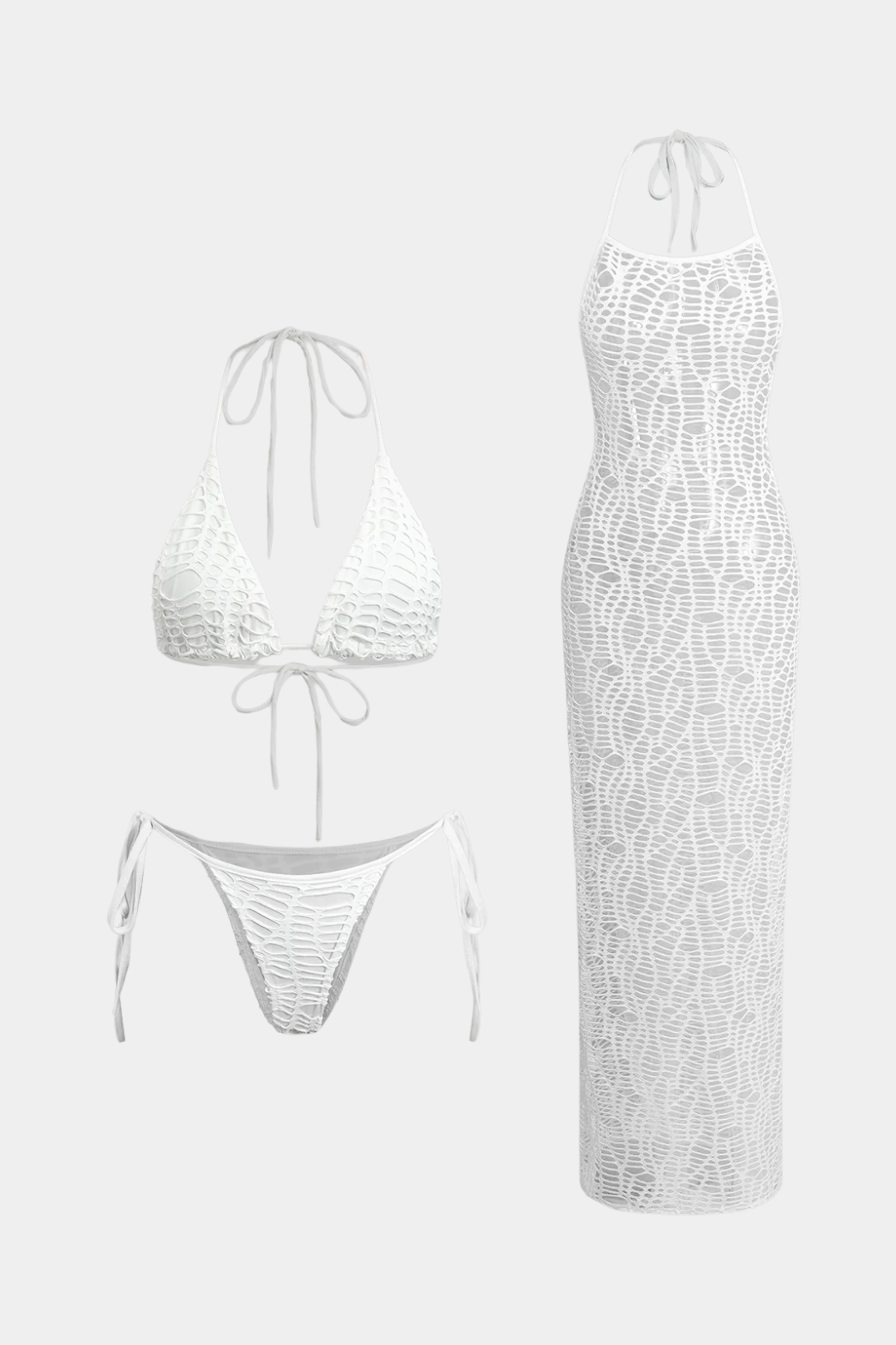 Pharıssa Beyaz Bikini & File Elbise Takımı