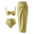 Pharıssa Dorel Gold Bikini & Sarong Set