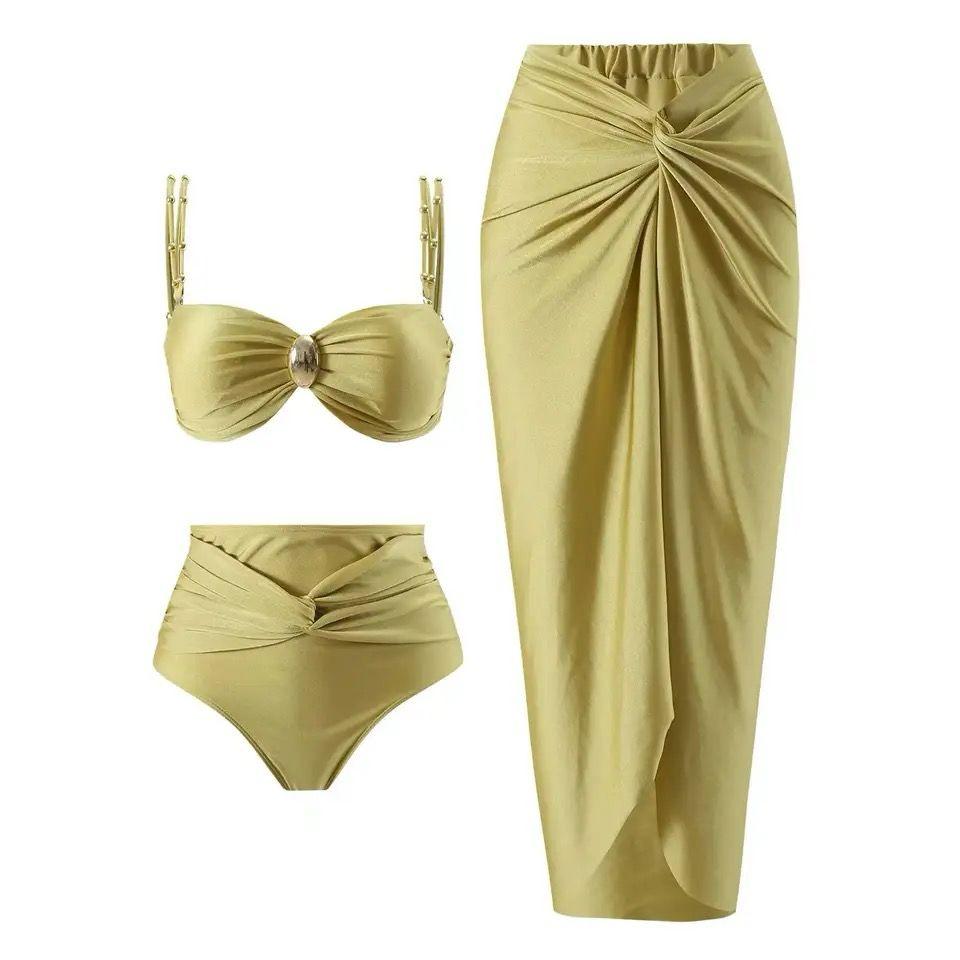 Pharıssa Dorel Gold Bikini & Sarong Set