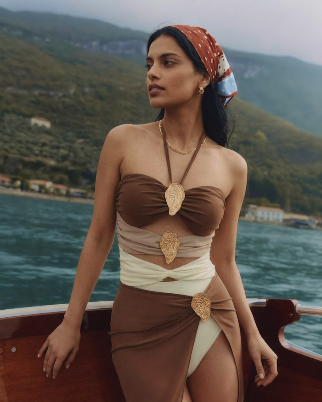 Pharıssa Erica Cut Out Swimsuit & Skirt Set