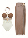 Pharıssa Erica Cut Out Swimsuit & Skirt Set
