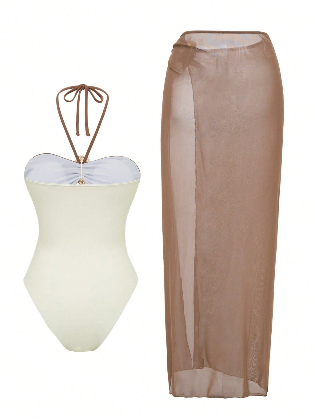 Pharıssa Erica Cut Out Swimsuit & Skirt Set