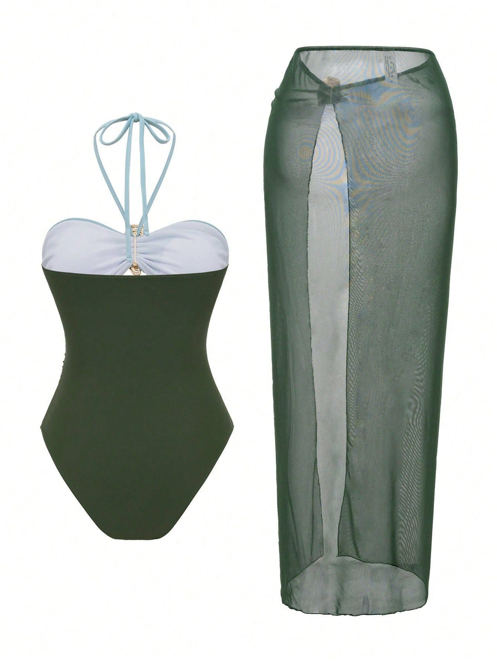 Pharıssa Erica Cut Out Swimsuit & Skirt Set