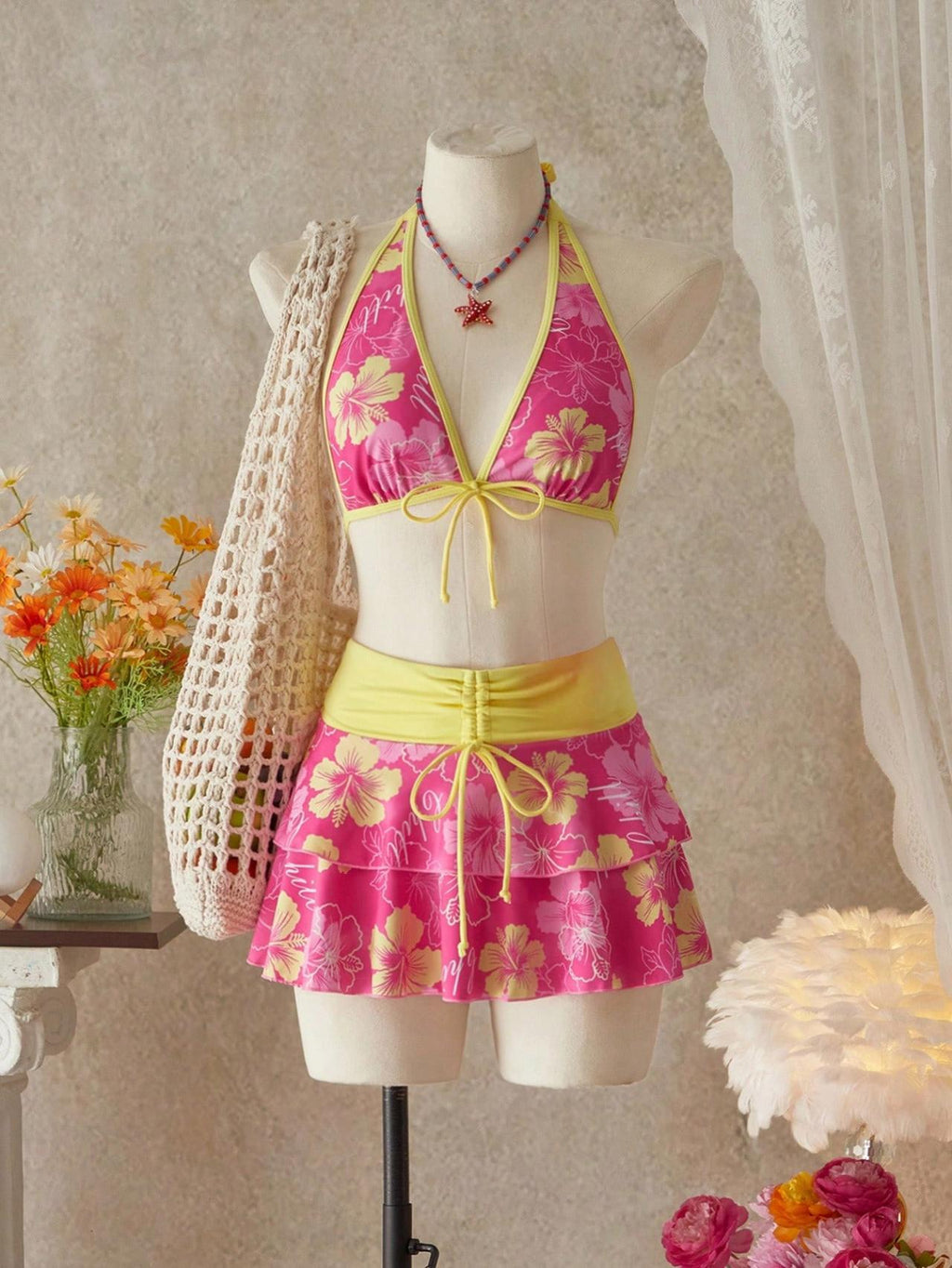 Pharıssa Felix Floral Bikini & Mini Skirt Set