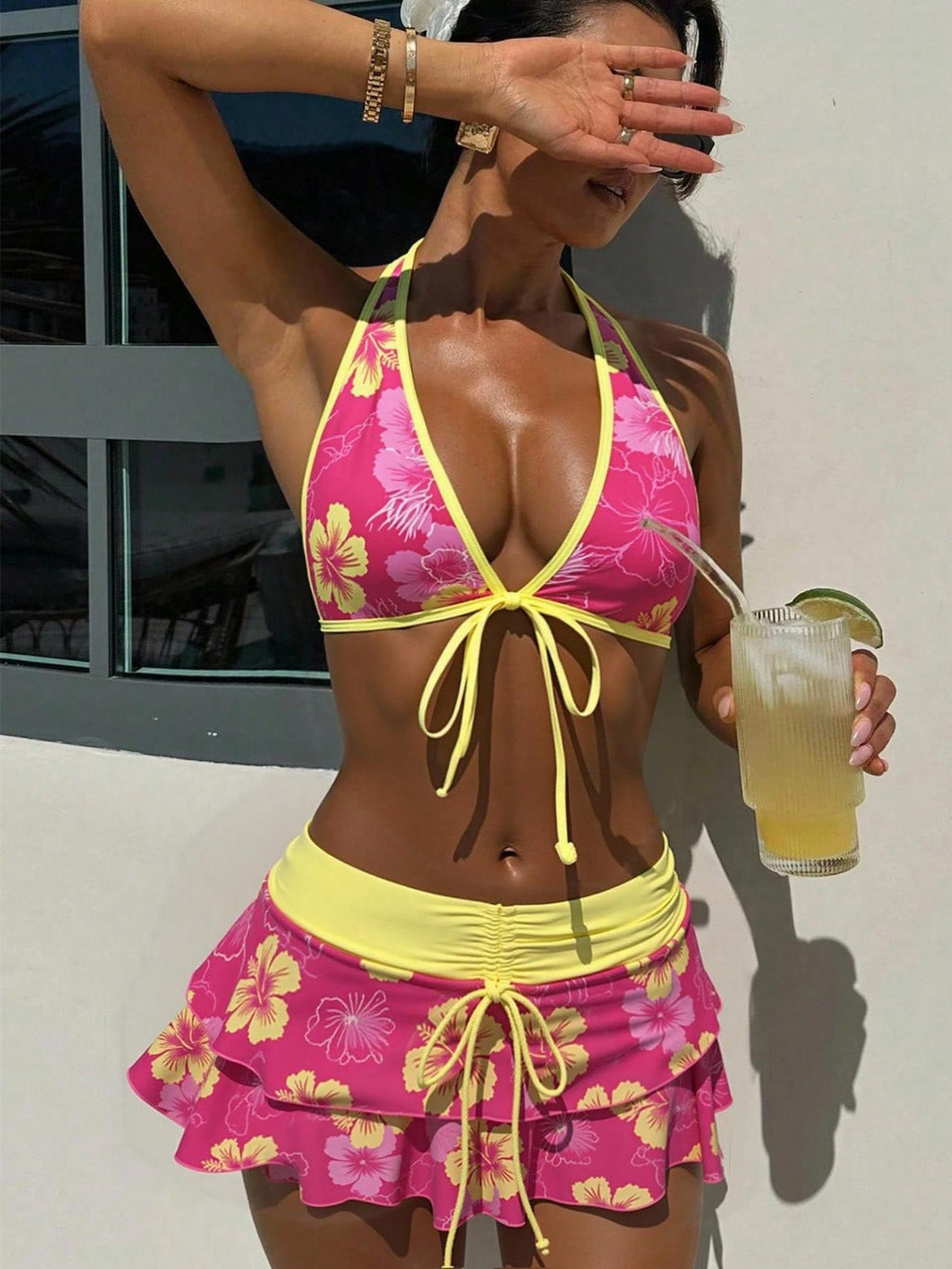 Pharıssa Felix Floral Bikini & Mini Skirt Set