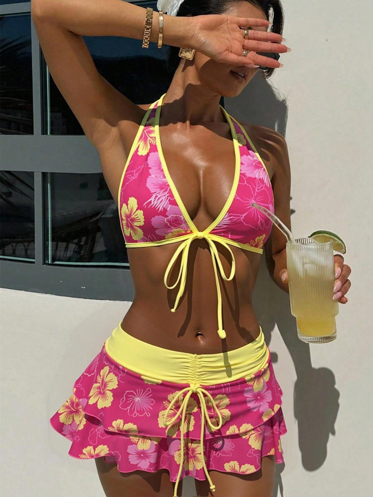 Pharıssa Felix Floral Bikini & Mini Skirt Set