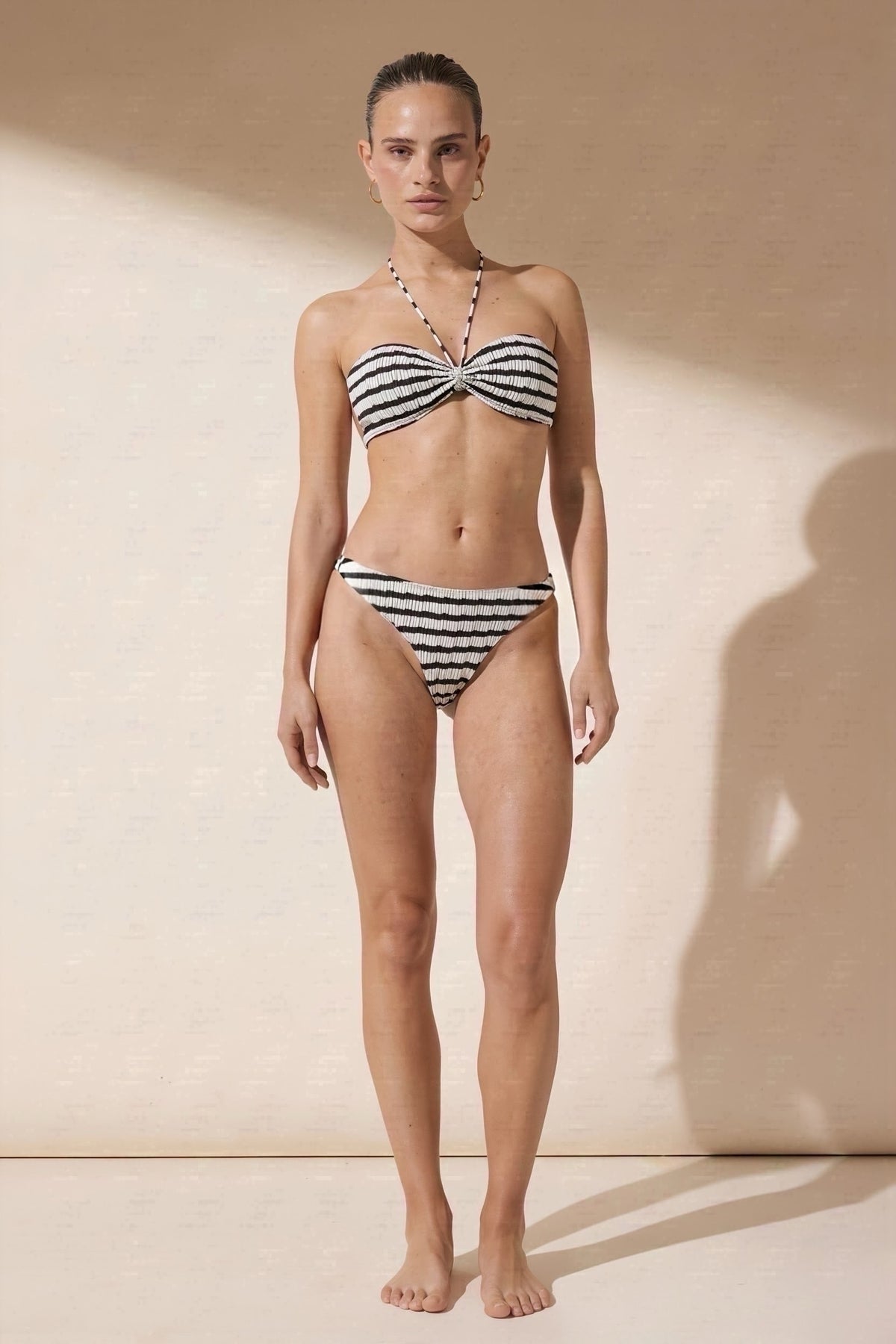 Pharıssa Çizgili Dokulu Bandeau Bikini Takımı
