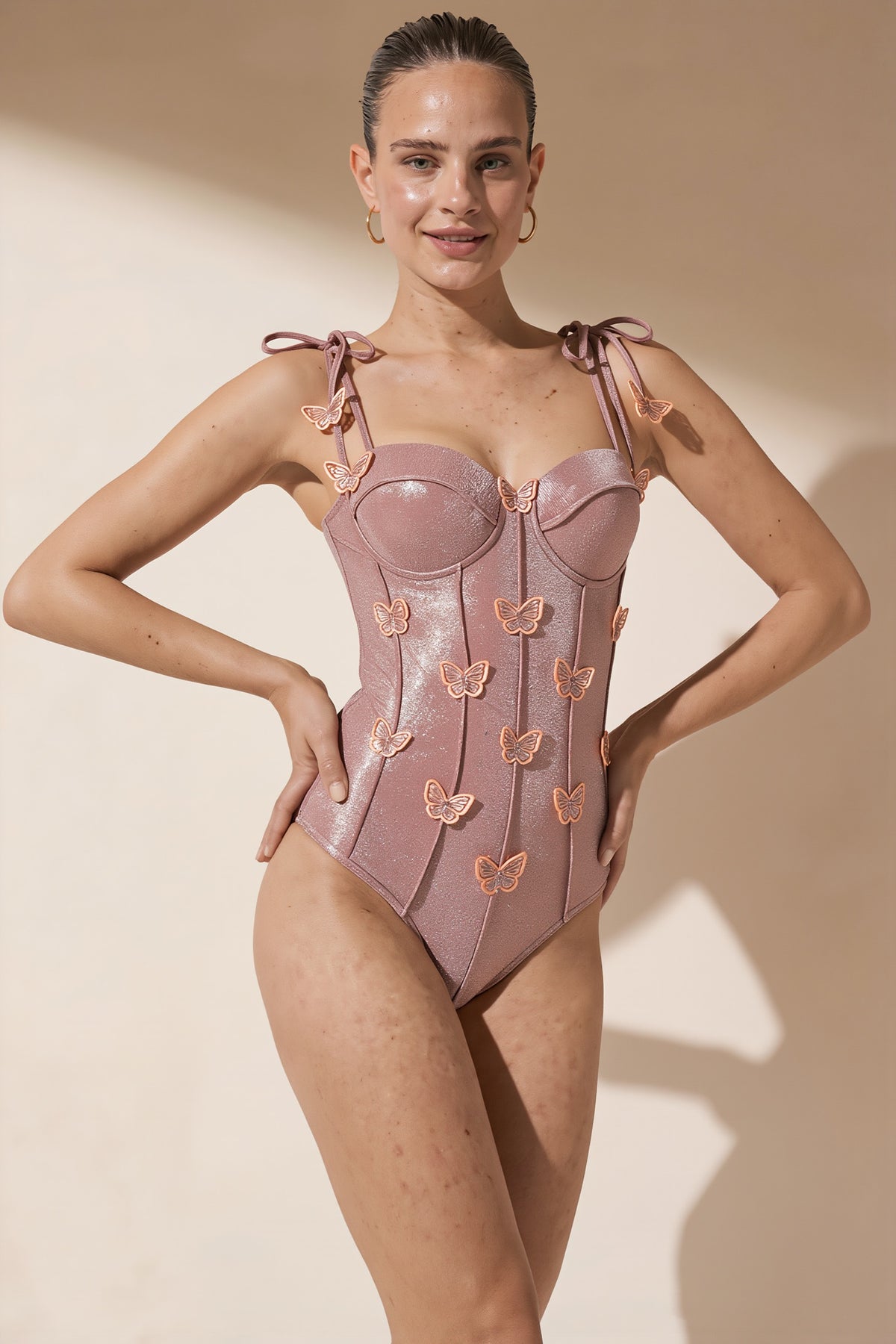 Pharıssa Rose Butterfly Corset Swimsuit