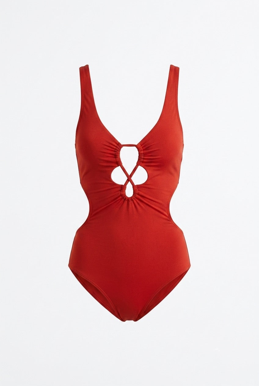 Pharıssa Cutout Drawstring Tight Fit One Piece Set