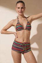 Pharıssa Çizgili Şort Altlı Bikini Takımı