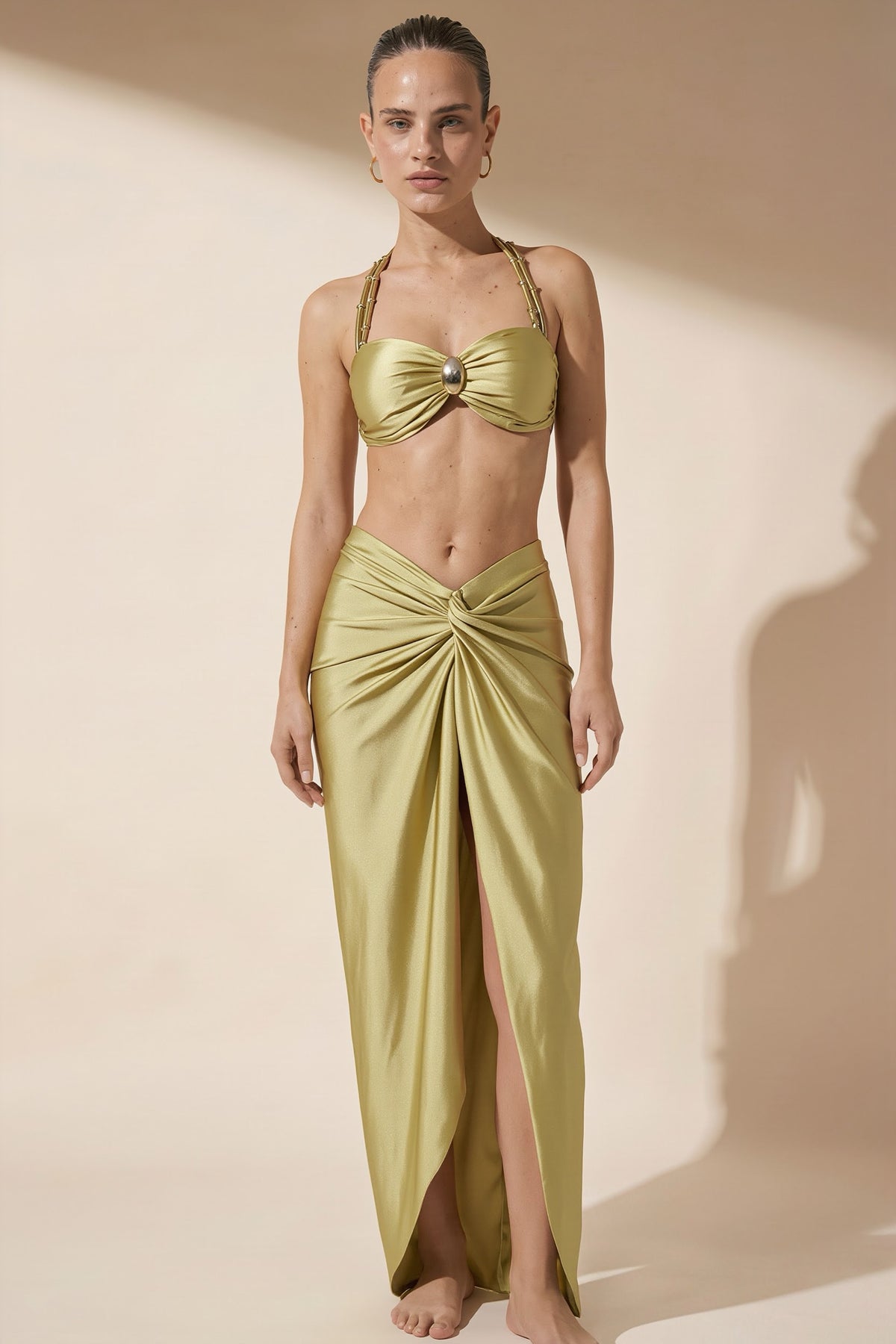 Pharıssa Dorel Gold Bikini & Sarong Set