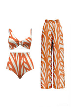 Pharıssa Turuncu Desenli Bikini & Pantolon Takımı