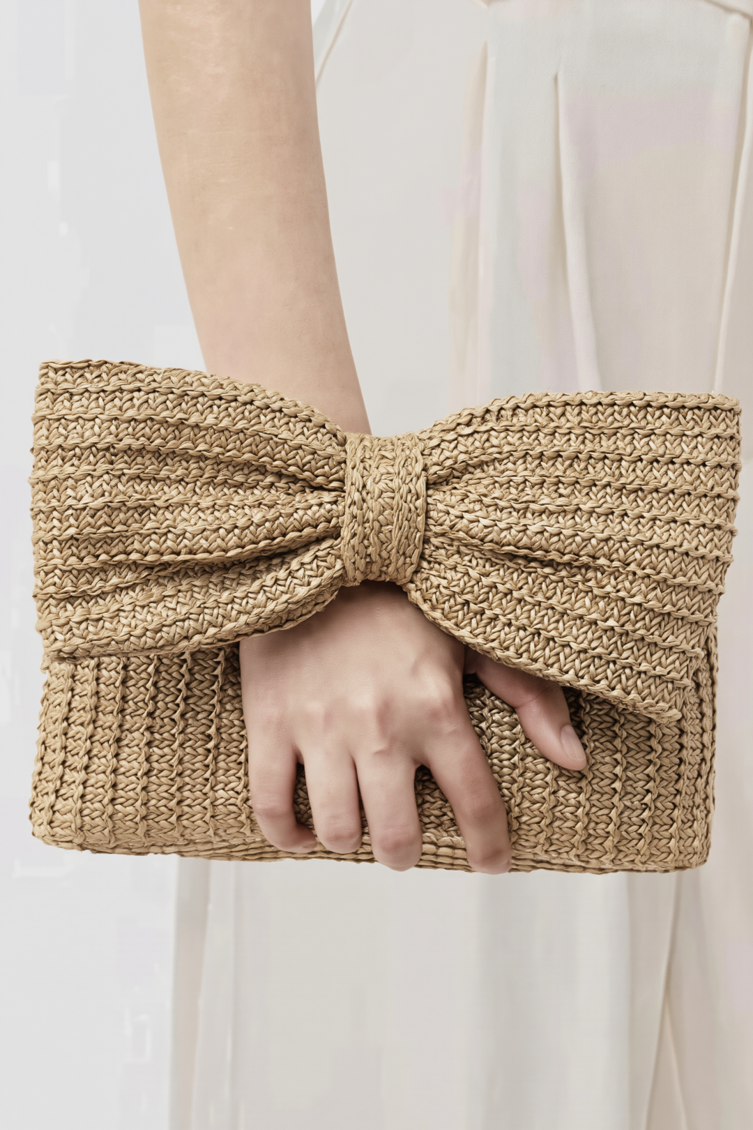 Pharıssa Fiyonk Detaylı Hasır Clutch Çanta