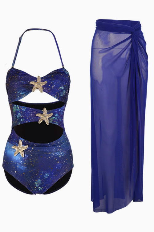 Pharıssa Celestial Starfish Swimsuit & Pareo Set