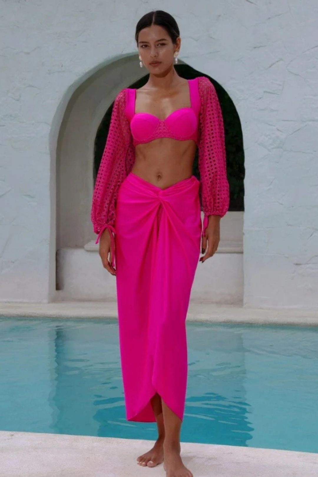 Pharıssa Fuchsia Drape Beach Set
