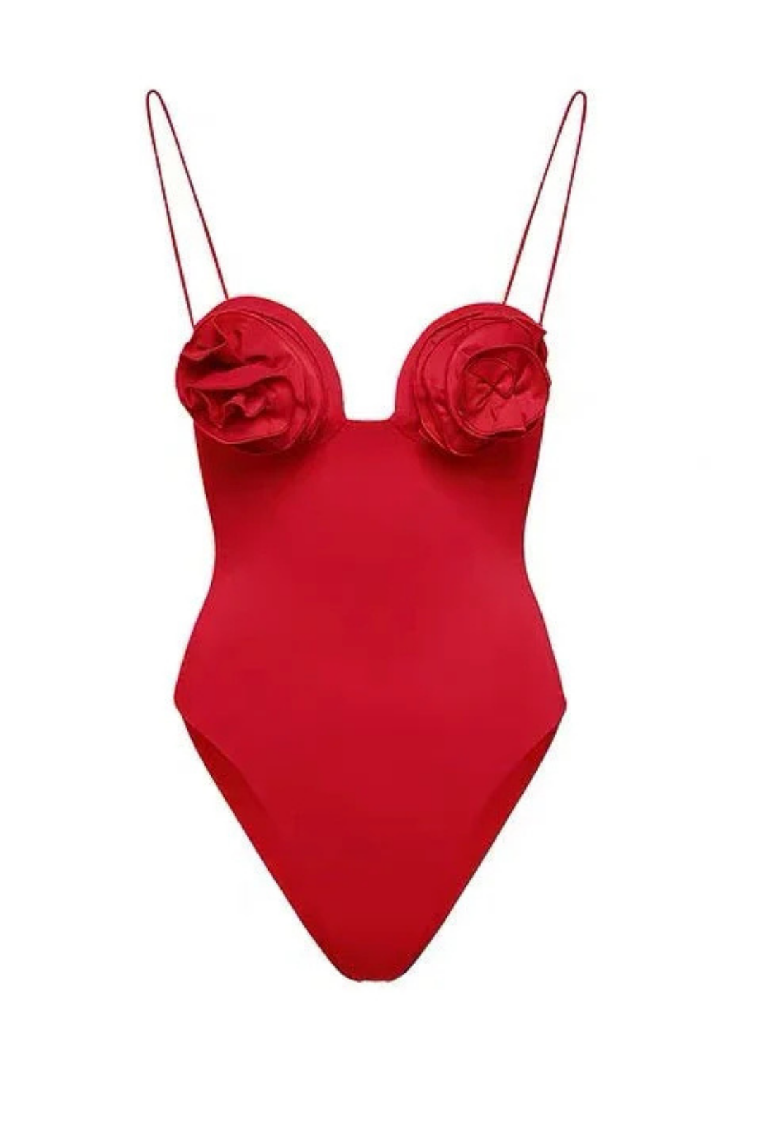 Pharıssa Kırmızı 3D Güllü Monokini & Etek Takımı