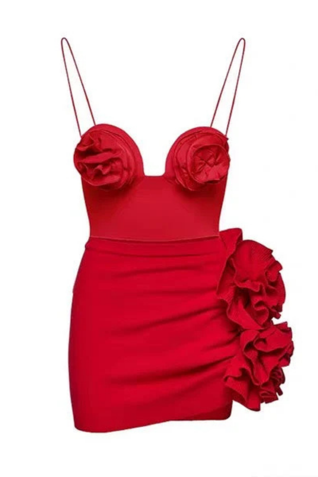 Pharıssa Kırmızı 3D Güllü Monokini & Etek Takımı