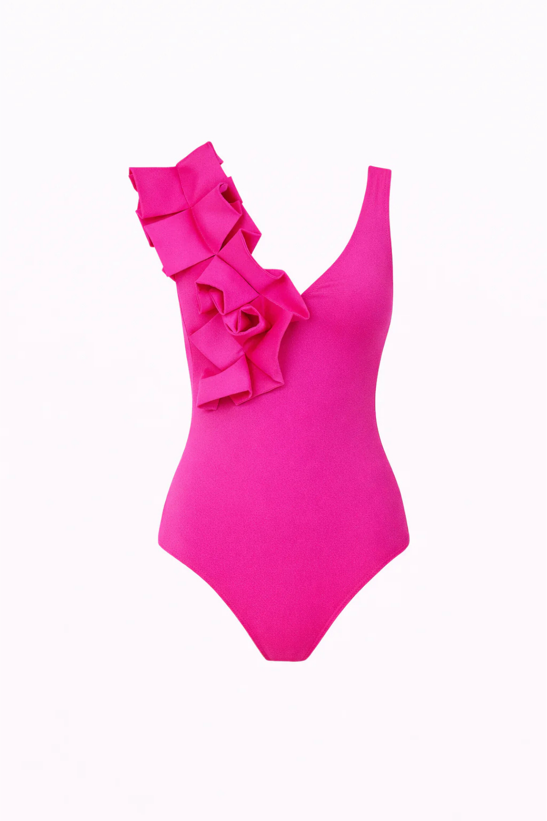 Pharıssa Fuchsia Ruffle Swimsuit & Pareo Set