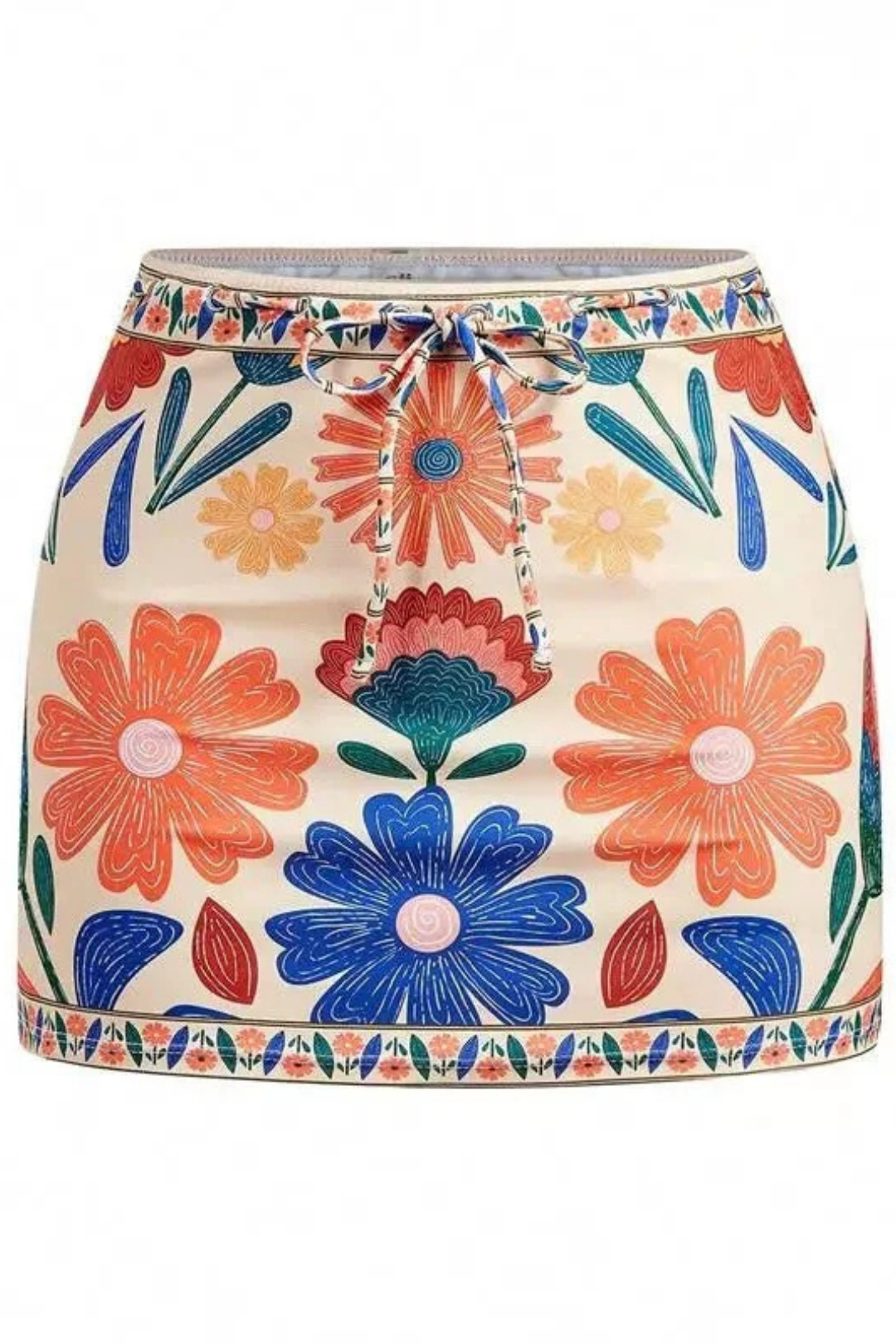 Pharıssa Renkli Çiçekli Monokini & Etek Takımı