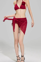 Pharıssa Bordo Güllü Bikini Takımı