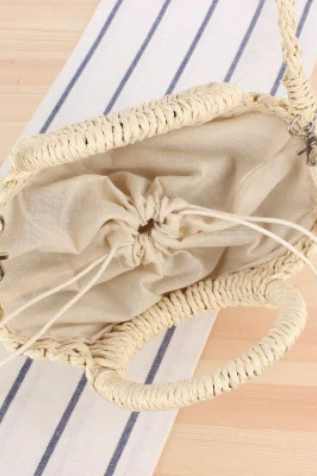 Pharıssa Yuvarlak Saplı Hasır El Çantası