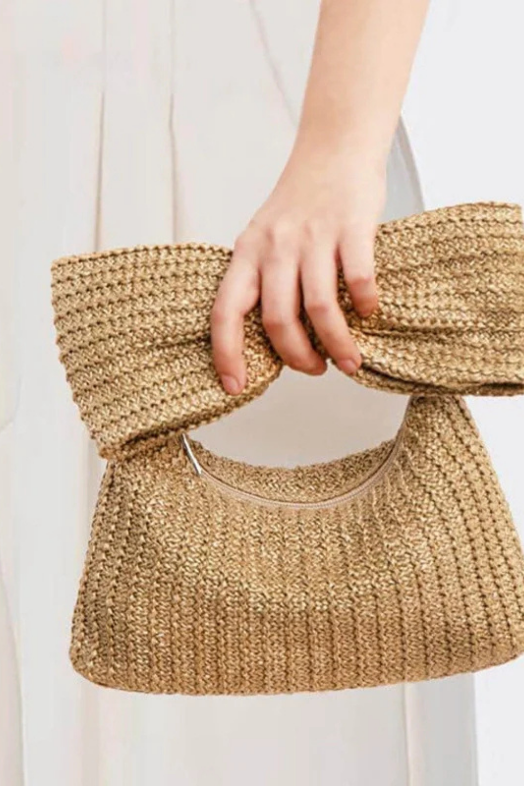 Pharıssa Fiyonk Detaylı Hasır Clutch Çanta