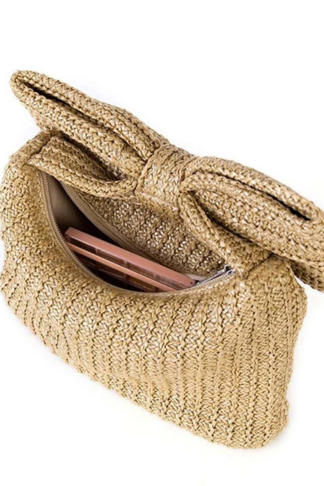 Pharıssa Fiyonk Detaylı Hasır Clutch Çanta