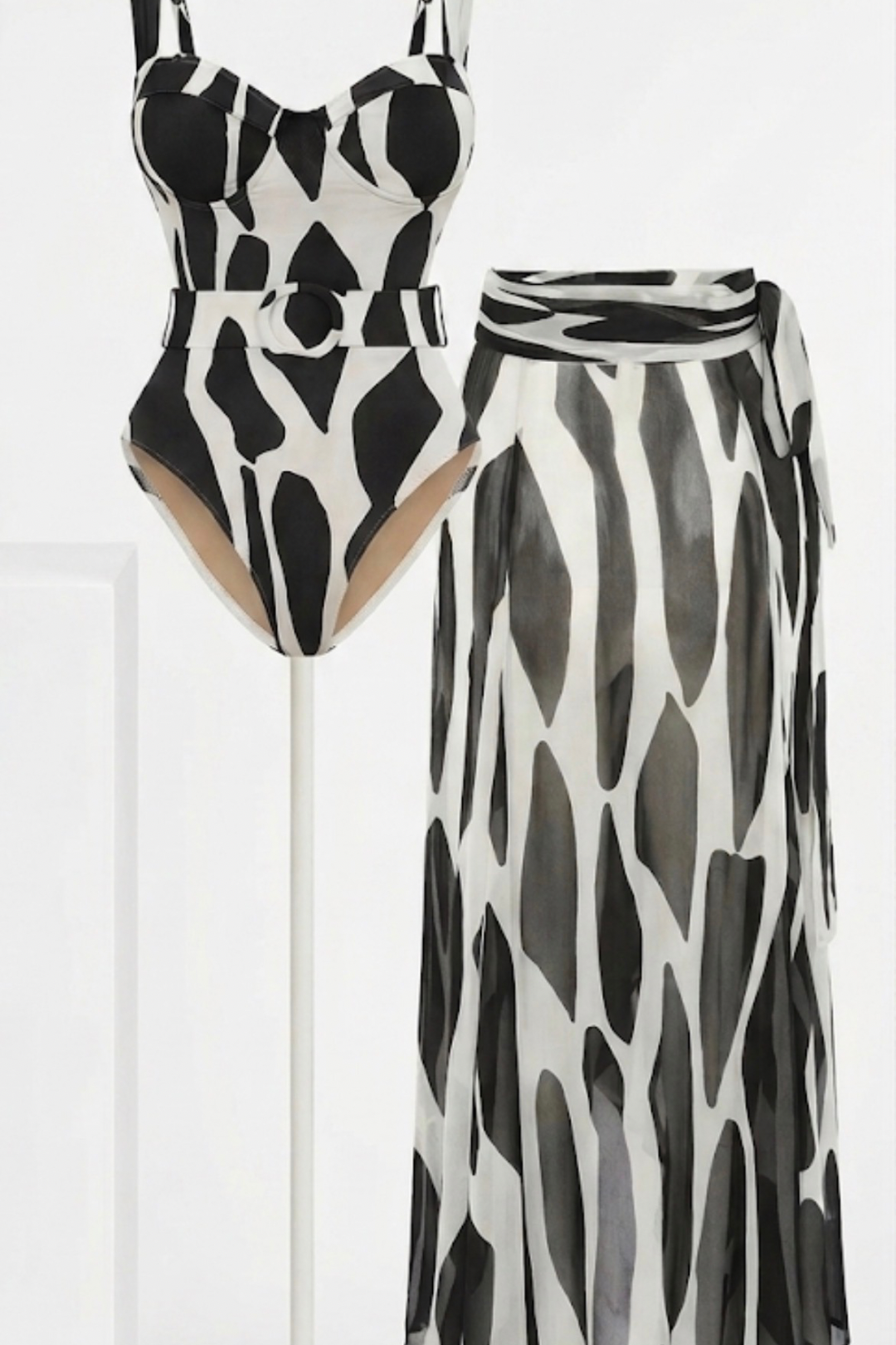 Pharıssa Abstract Print Monokini With Sarong Set