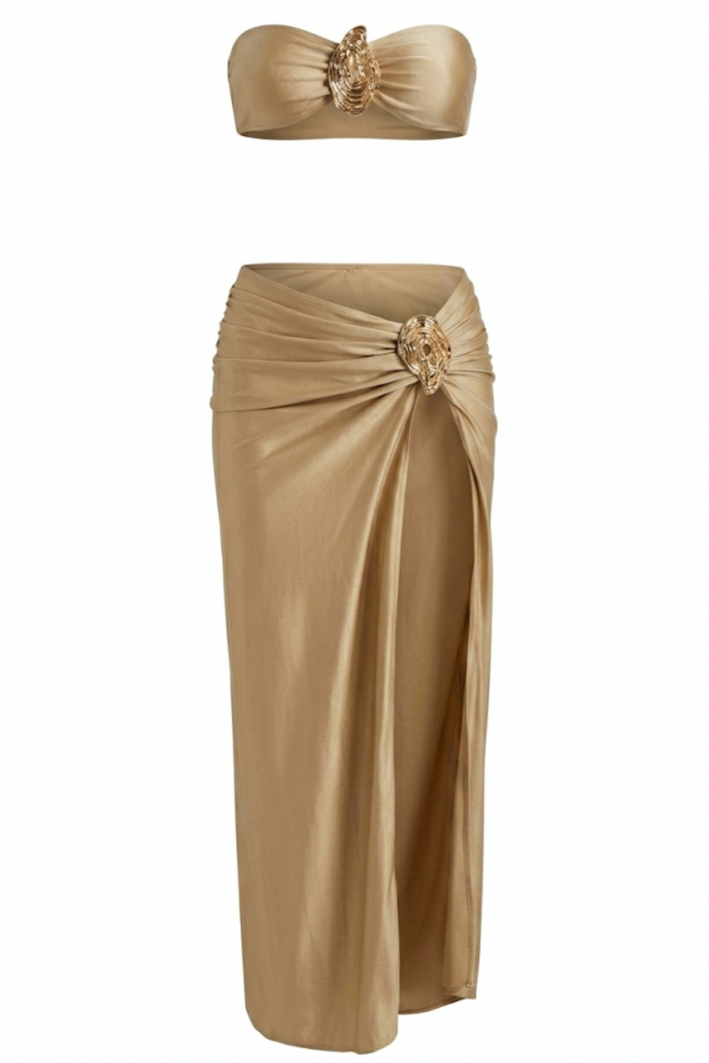 Pharıssa Gold Detaylı Straplez Bikini & Pareo Takımı