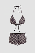 Pharıssa Damalı 3'lü Bikini Takımı